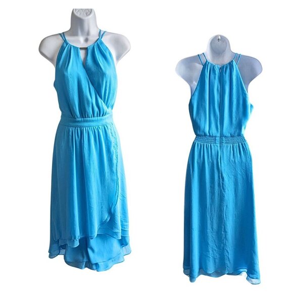 White House Black Market Blue Asymmetrical Halter Sundress - Picture 9 of 10